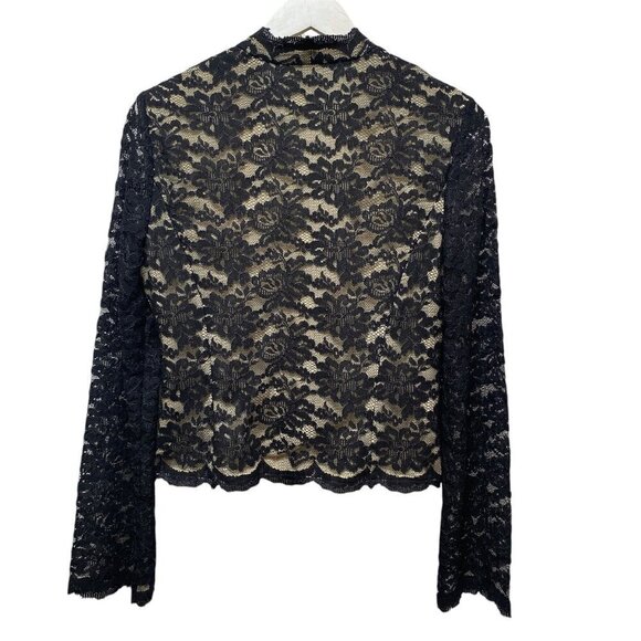 TALBOTS Black Lace Top Size 6 Evening Blouse Womens Light Cardigan Jacket - Picture 6 of 15